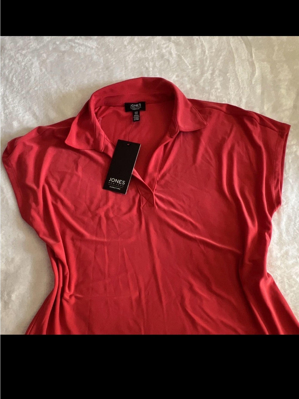 Jones New York Red Short-Sleeve Polo Tunic - Picture 4 of 4